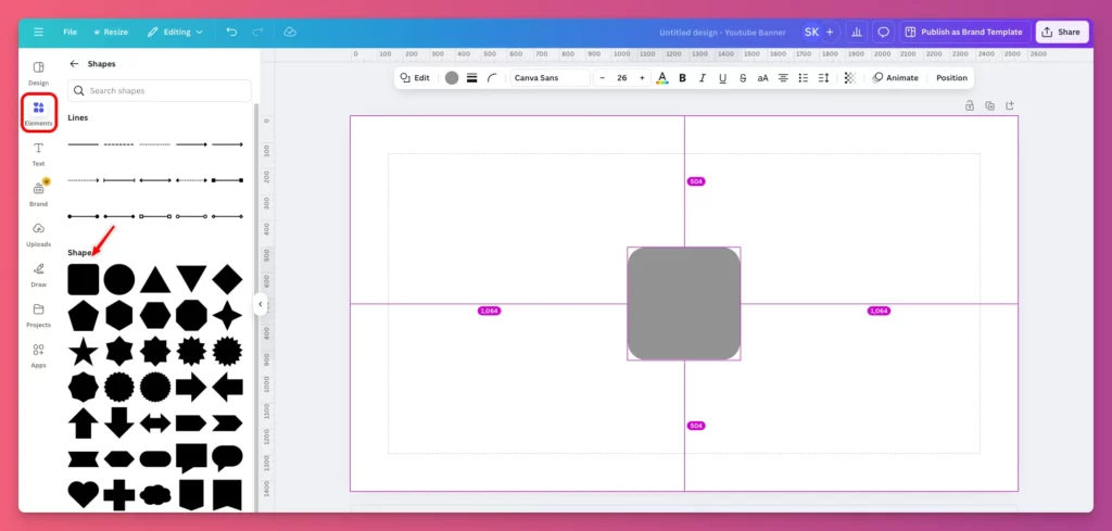 Add rectangle to help you get the right YouTube banner frame size for a safe area