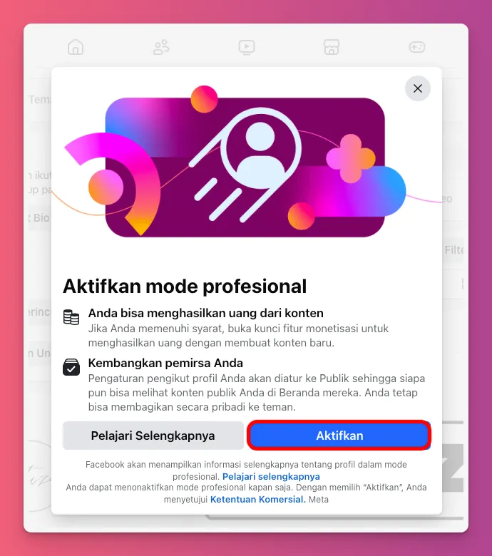 Cara Aktifkan FB Pro