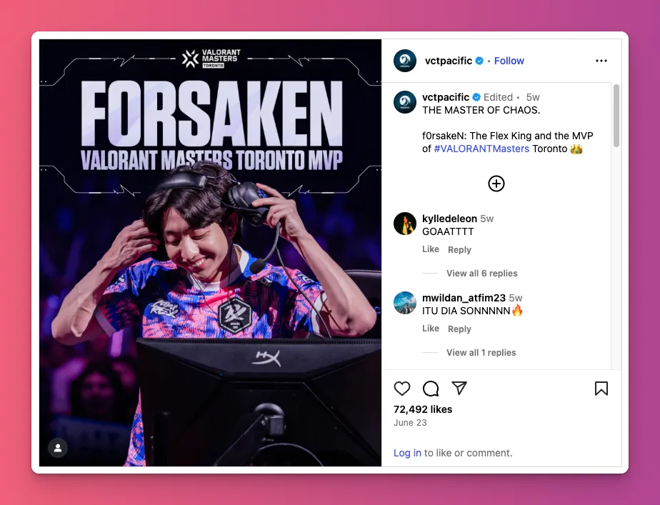 One of APAC Valorant top gamers is Forsaken