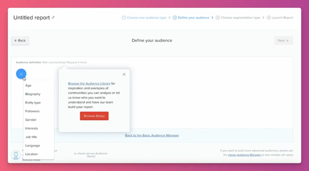 Audiense is one of tools to identify target audience