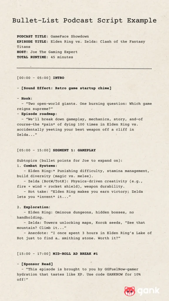 Bullet List Podcast Script Example