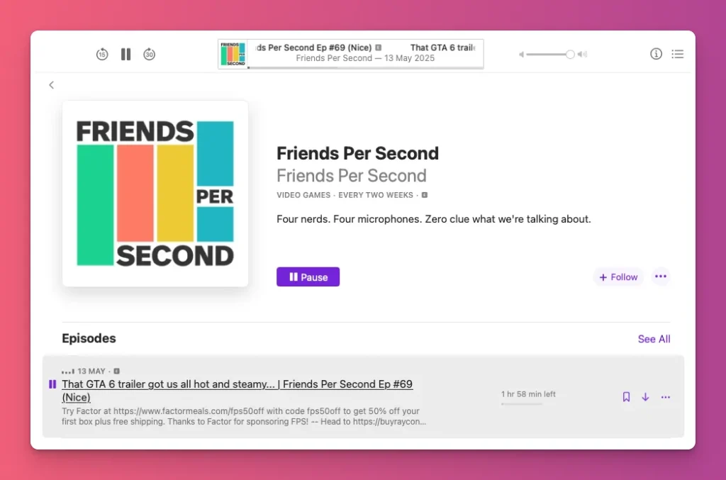 Friends per Second is one of cool podcast names you can find out there
