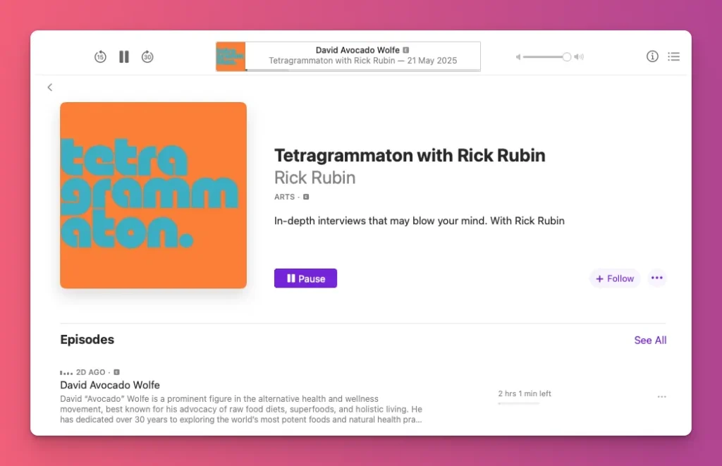 One of the unique podcast names from Rick Rubin's channel