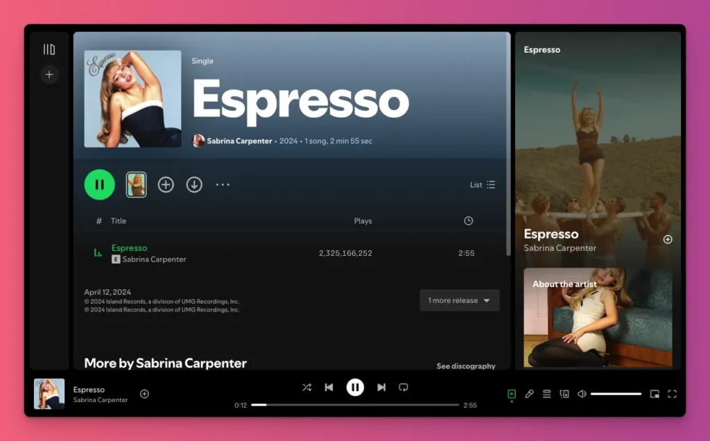 Espresso can be one of English songs for Instagram story