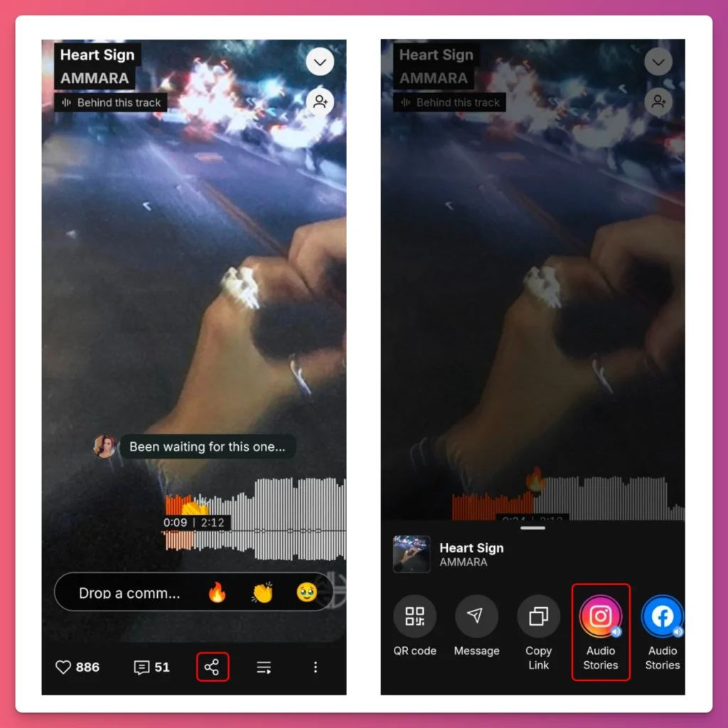 How to put music on instagram story from Soundcloud