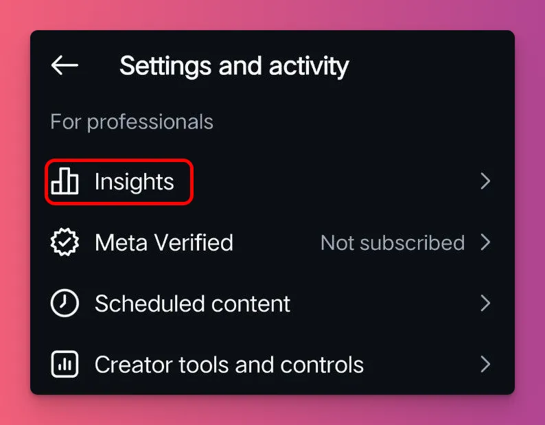 To check your IG views, go to Professional menu and tap Insights
