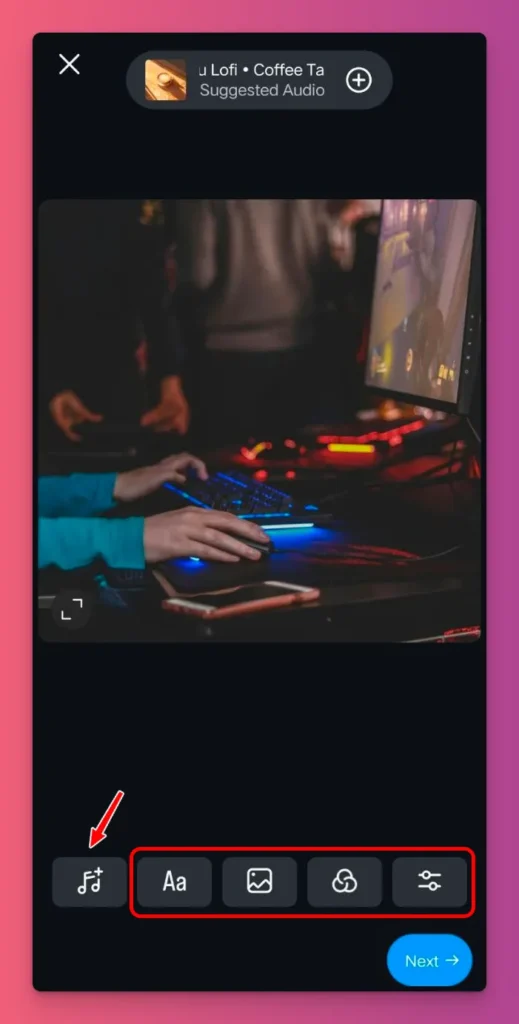 You can edit your photo before adding music to Instagram post