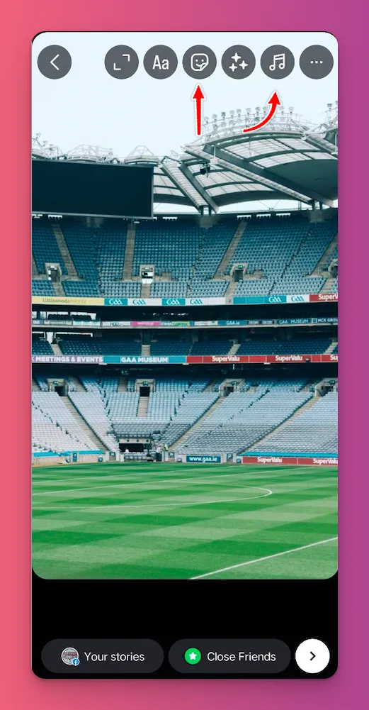 Tap on instagram music sticker as a step on how to add music to instagram story