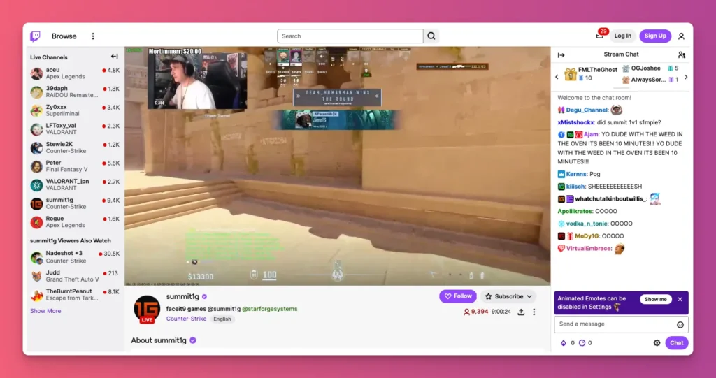 FPS dalam game berpengaruh pada kualitas konten streaming yang dibuat seperti pada konten Summit1g