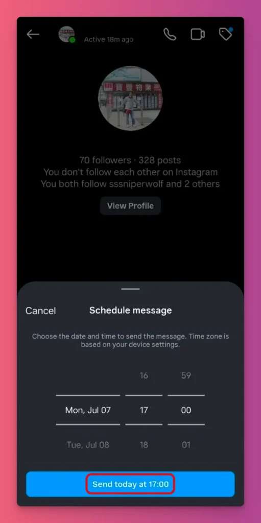 Free free to send your IG Direct message at the right time you want