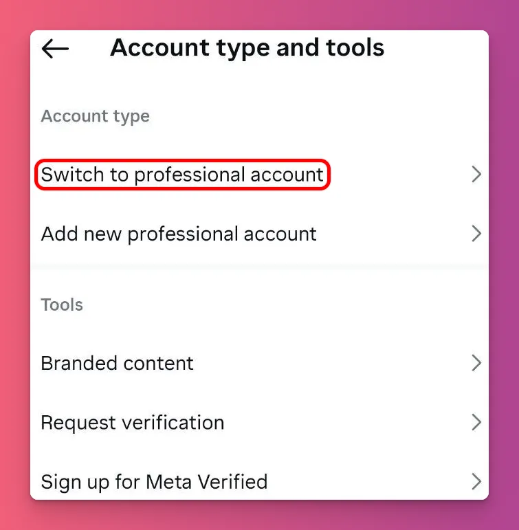 How to switch to creator account on Instagram? Simply tap on Switch to Professional Account
