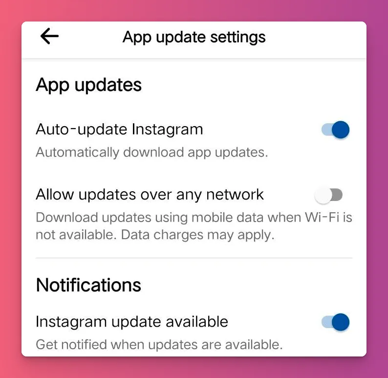 Make sure you keep your app updated before switching to Instagram creator account