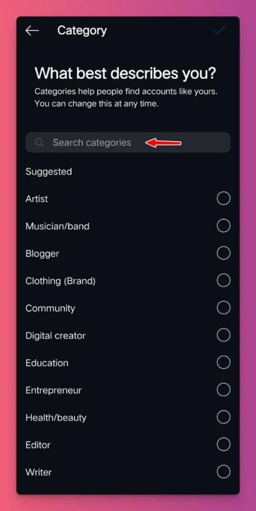 Some labels you can choose as an Instagram creator