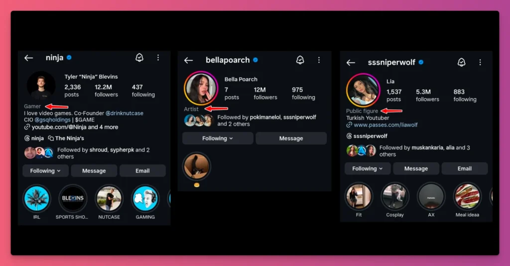 Top Instagram influencer use the label on their creator accounts on Instagram