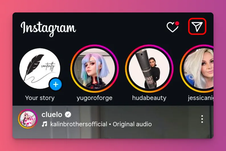 You can tap the paper plan icon to send an Instagram DM