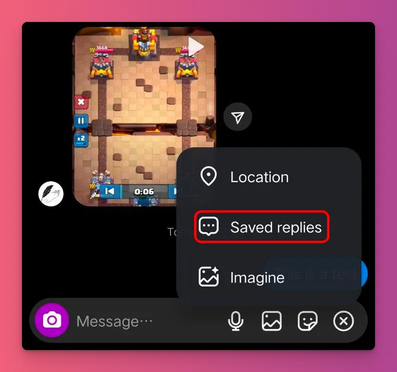 You can use a Saved Reply to send Instagram DM faster