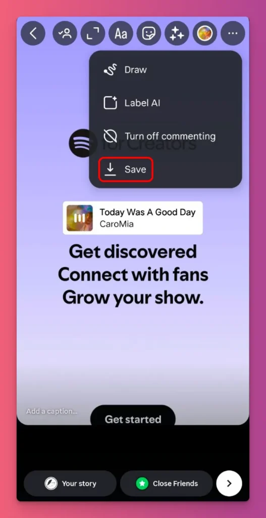 how to save instagram story with music in gallery? You can tap More and choose Save