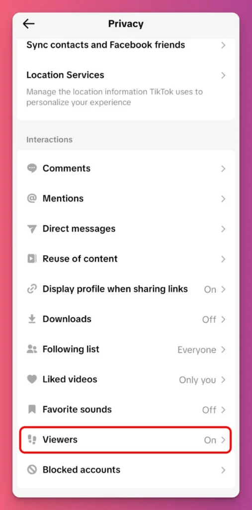 You can also enable TikTok Profile View feature from the Privacy settings