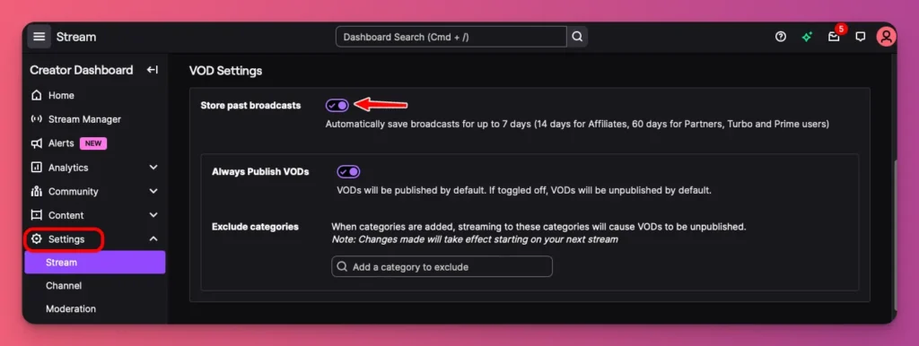 You can enable store past broadcasts to save a video on Twitch