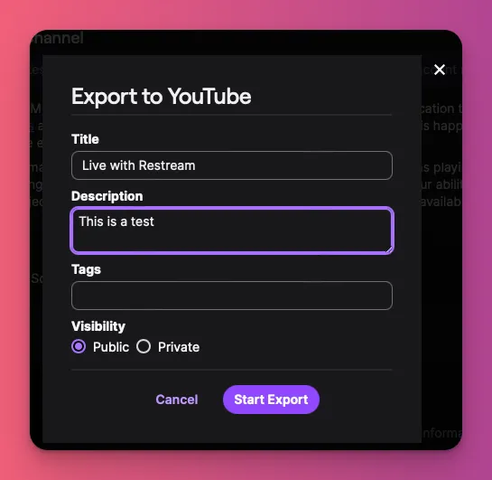 You can start to export your saved streams on YouTube after connecting your account