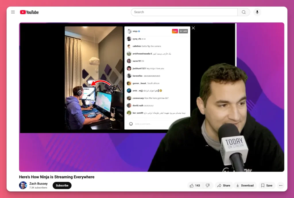A screenshot of Ninja's dual monitor setup, with the second monitor used for chat