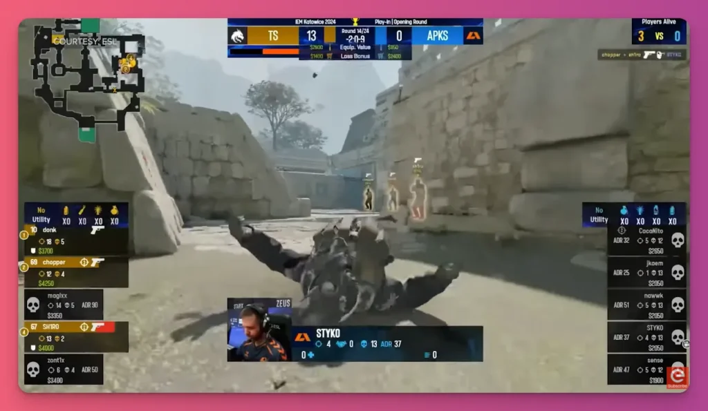 CS2 gameplay screenshot showing a first-person perspective of a player in a multiplayer video game