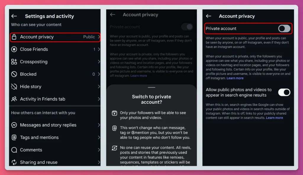 If you activate the private mode, you no longer need to know how to see who viewed your Instagram profile