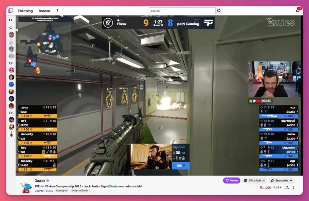 Gaules is one of the most followed Twitch streamers with his Counter Strike gameplay content