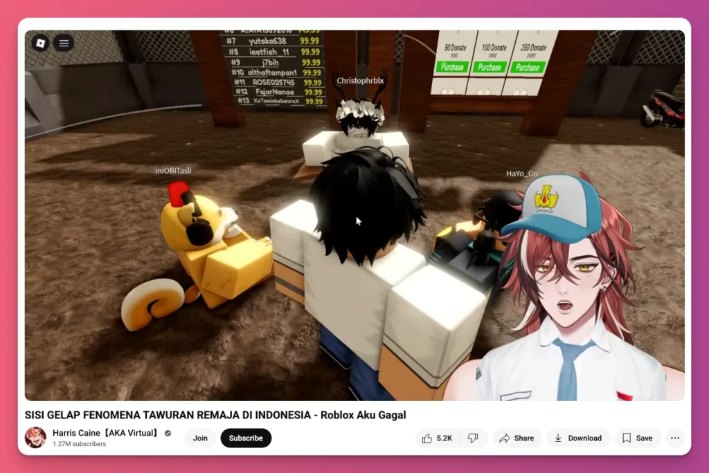 Harris Caine itu salah satu vTuber cowok yang populer