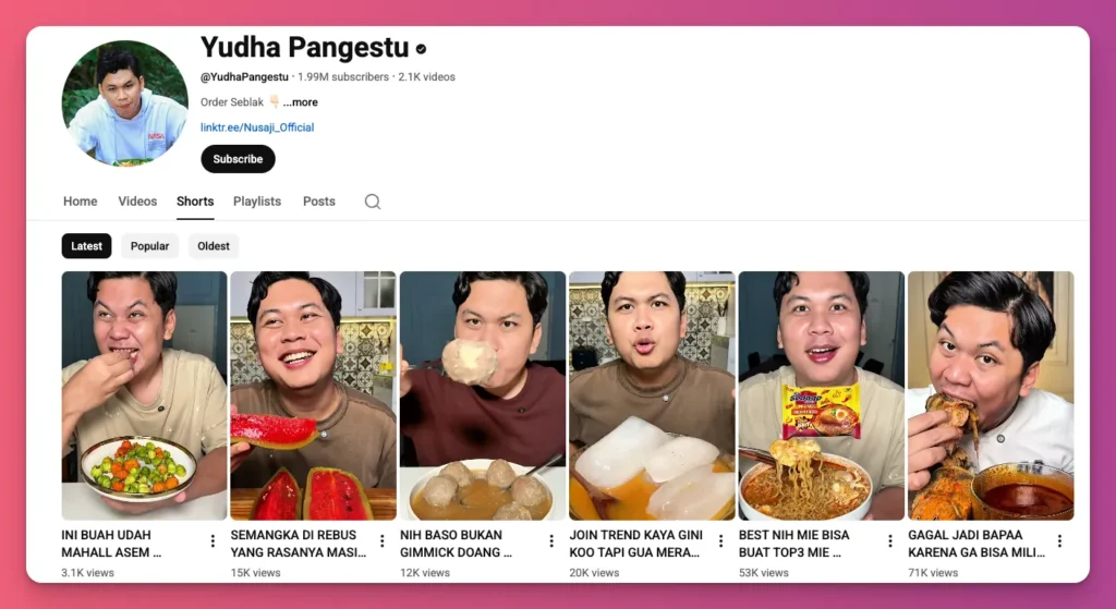 Mau jadi food vlogger Indonesia yang fokus ke mini vlog buat TikTok, coba lihat konten Yudha Pangestu
