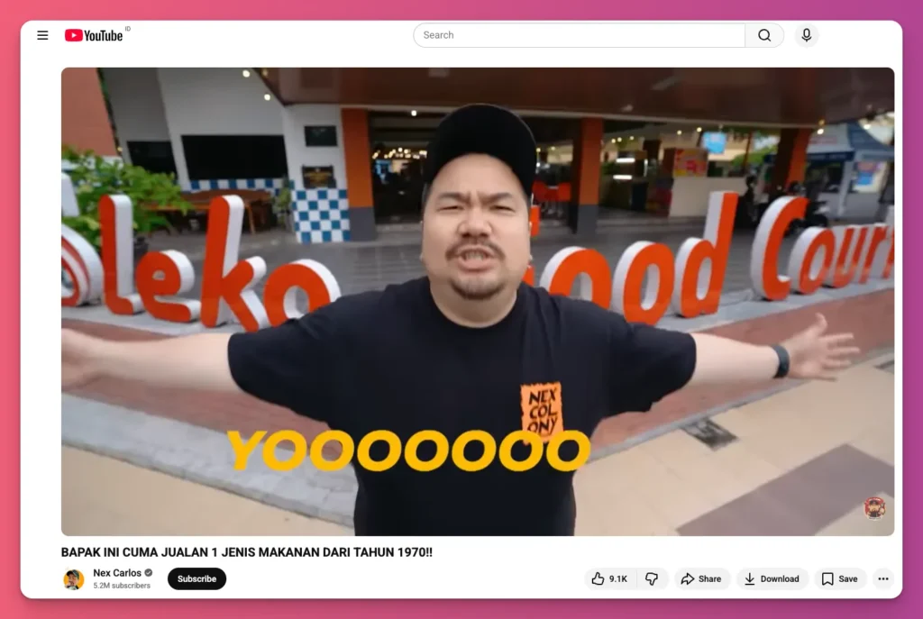 Nex Carlos adalah salah satu food vlogger Indonesia paling terkenal