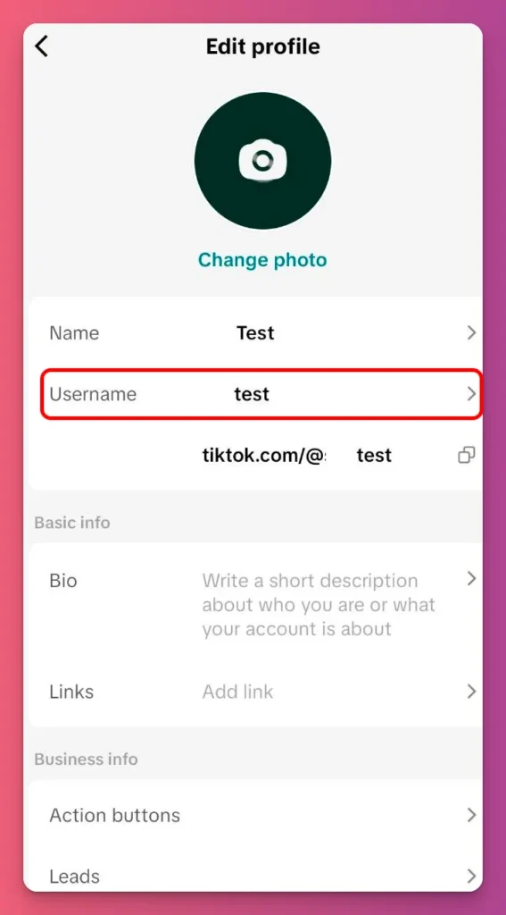 On your Edit profile, find out the username box and tap on it