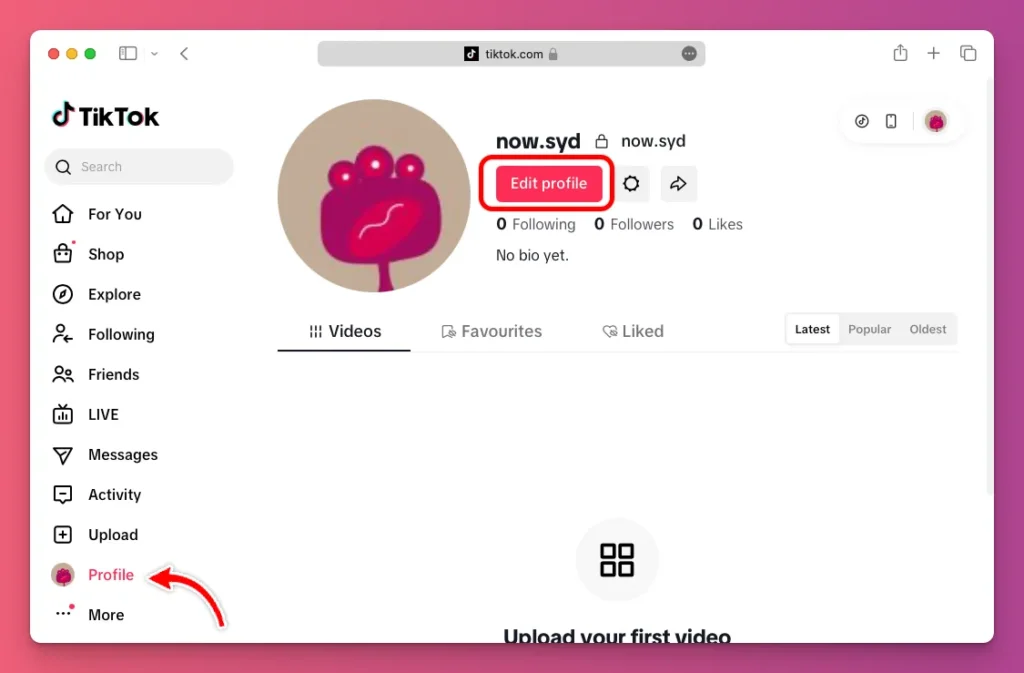 Once you on the Profile page you can click Edit Profile