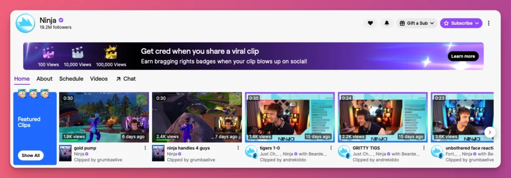 Who has the most subs on Twitch? Ninja is oe of them