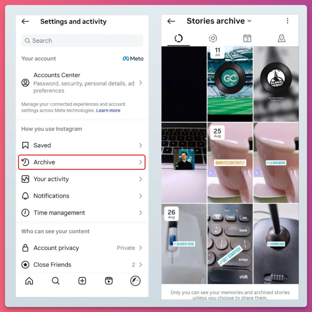 how do I repost a story on Instagram from Archive, go to your Archive settings first