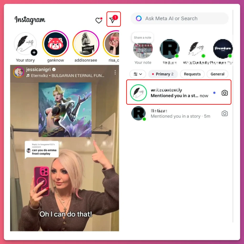 how to repost Instagram story, you can check on your Insta DM first