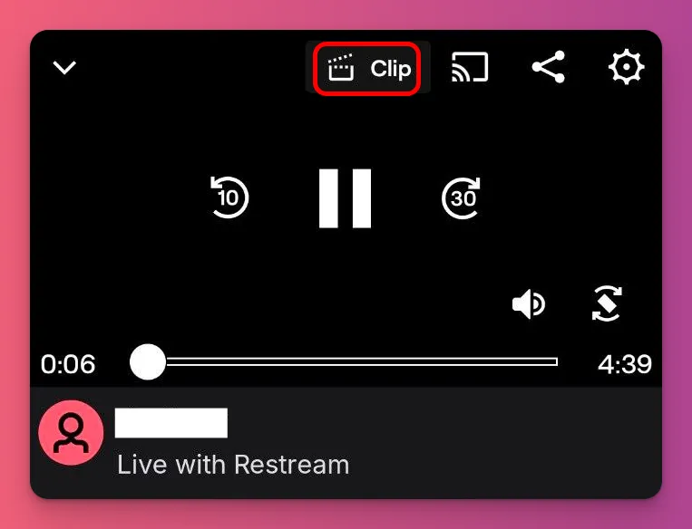 Click clip on Twitch