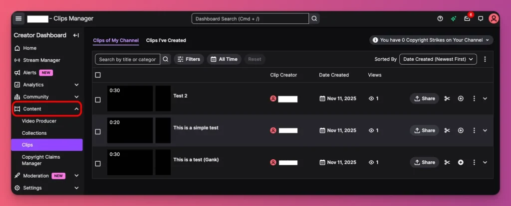 How to edit clip on Twitch? You can go to the Clip Manage