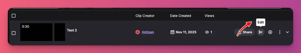You can click Edit to start edit your clip