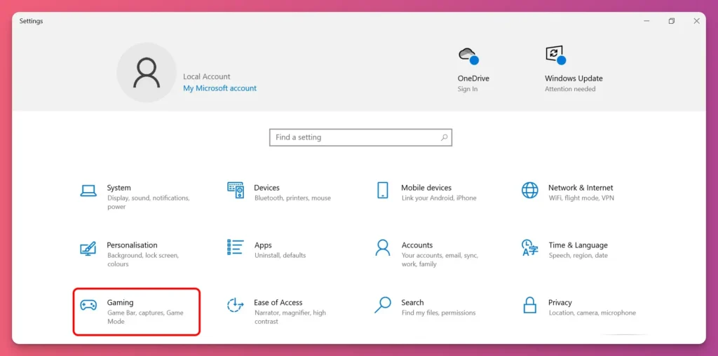 Enable Game Bar on the Gaming menu settings to record gameplay on PC
