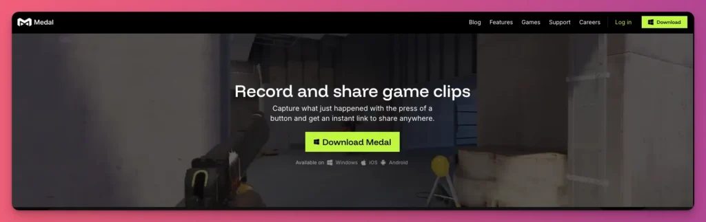 Medal website interface as one of the clipping software for recording and sharing FPS gameplay