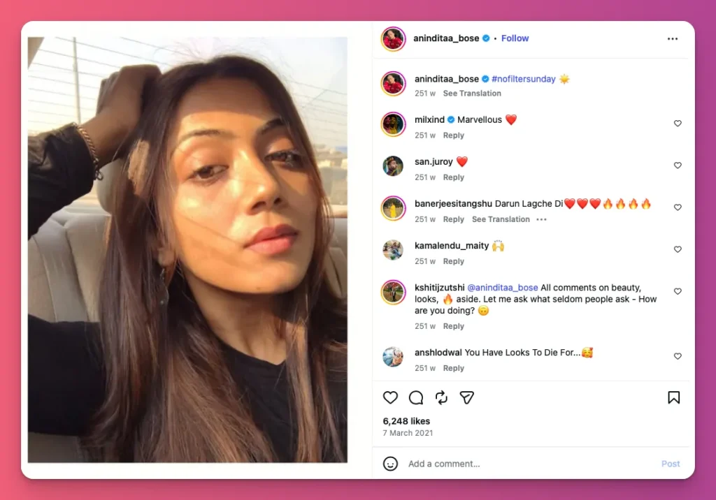 A natural selfie with the hashtag No Filter Selfie