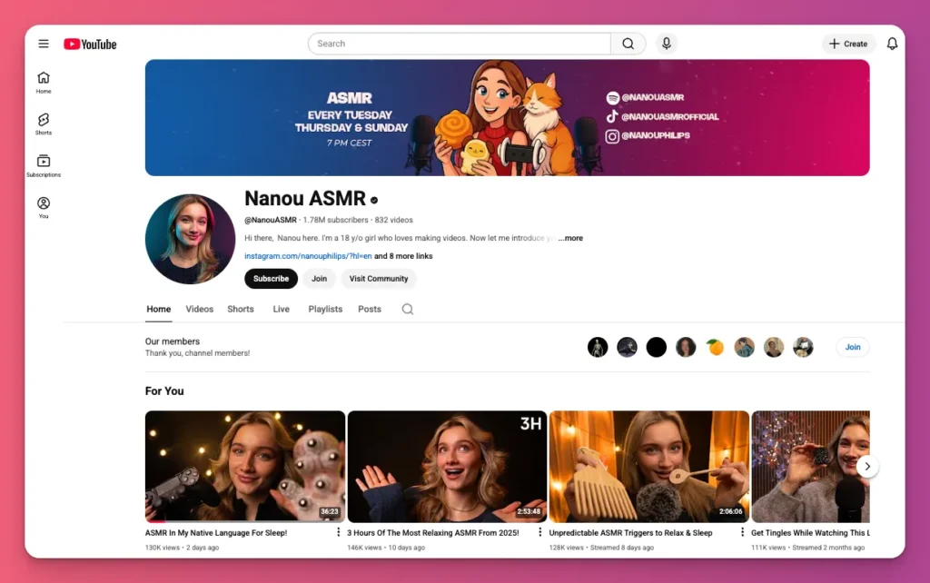 Not just focus on a single video, the algorithm also works in channel level