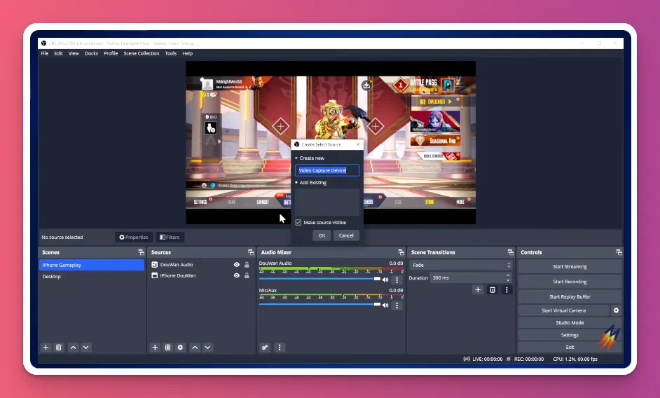 OBS Studio juga sering dipakai streamer mobile buat overlay game layar penuh