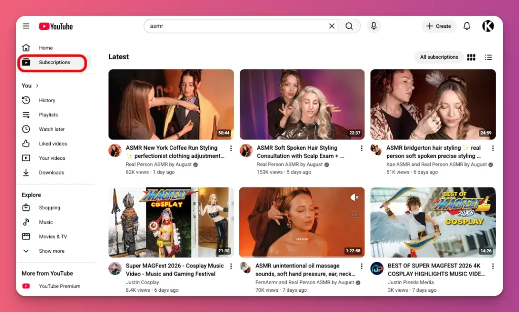 You can also the YouTube algorithm works behind the scenes on the Subscription Feed