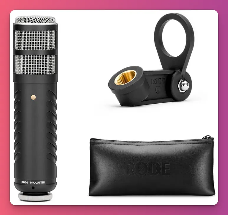 Rode Procaster broadcast dynamic microphone with mount and pouch